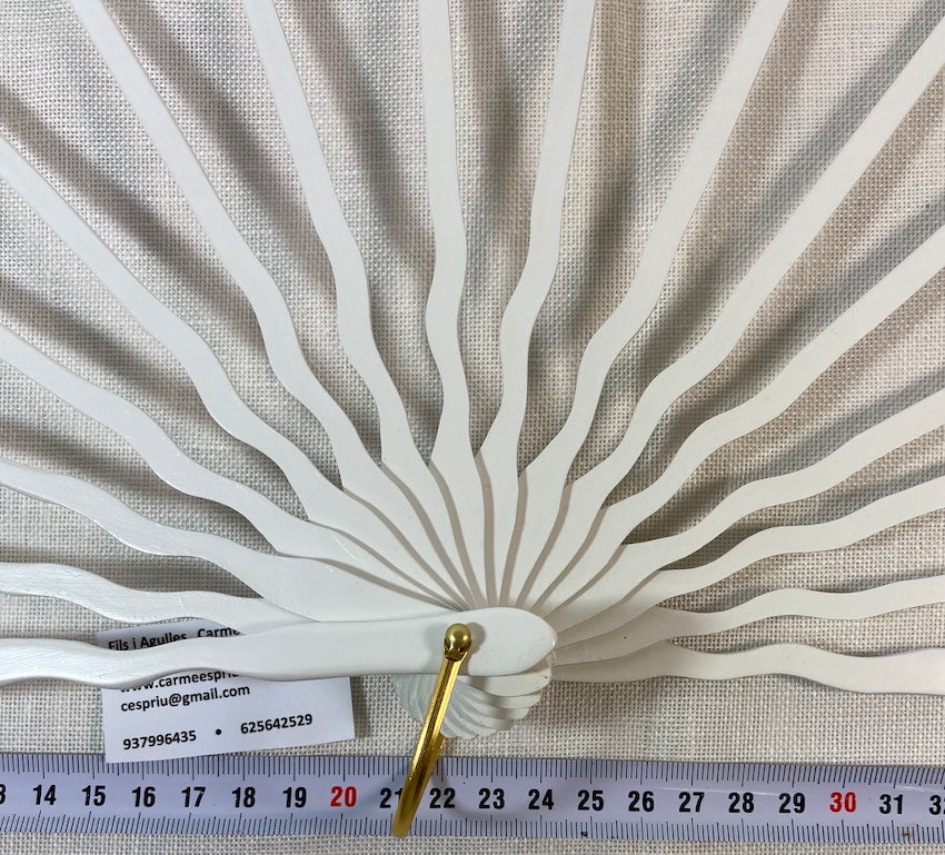 Varillaje Madera Ondas. Abanico Hinojosa. Madera lacada blanco