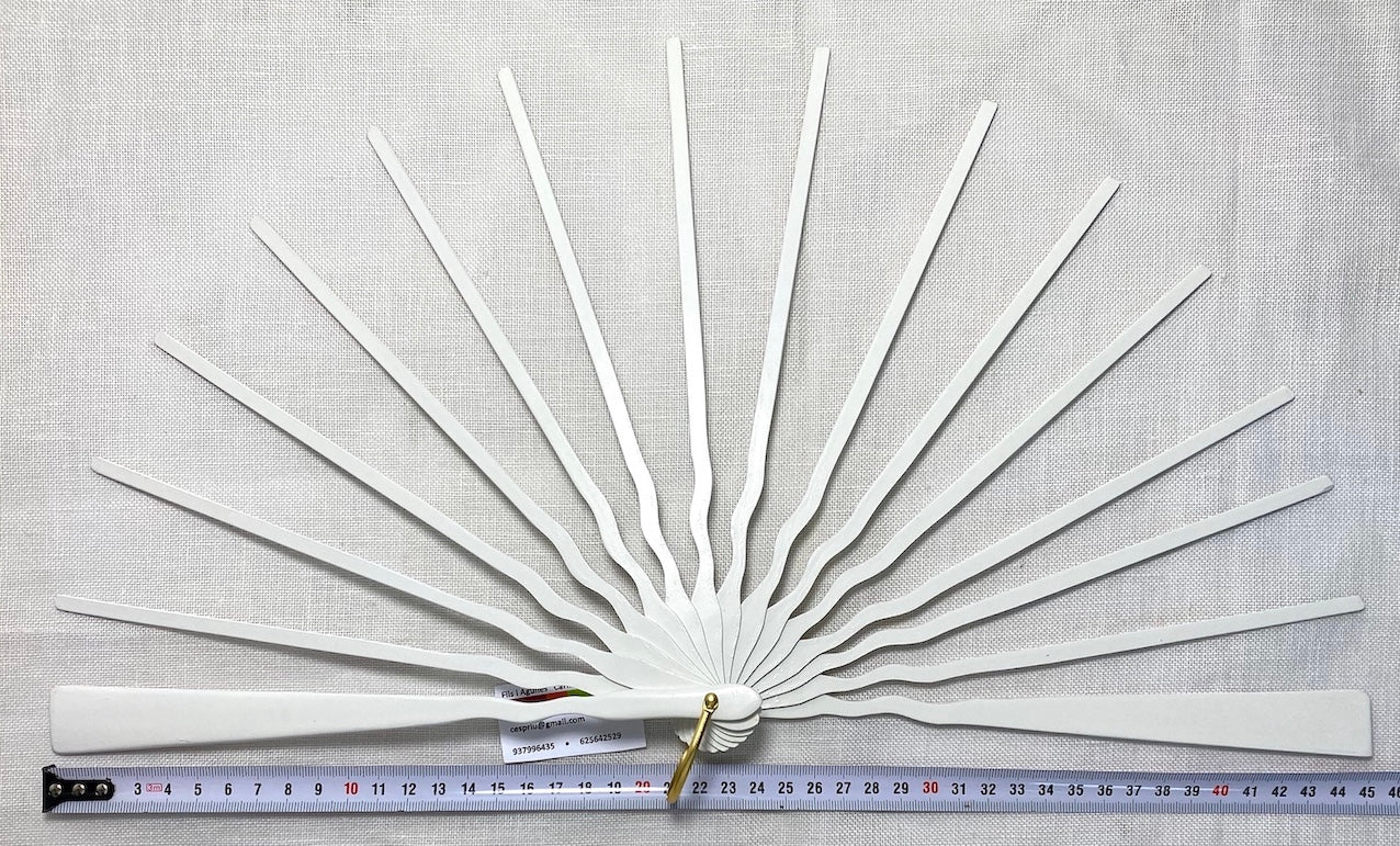 Varillaje Madera Ondas. Abanico Hinojosa. Madera lacada blanco